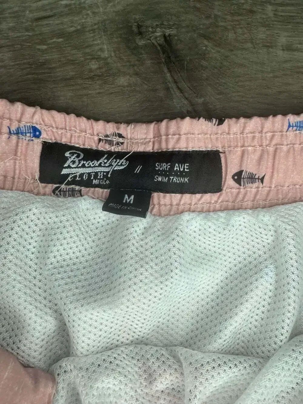 Brooklyn Cloth Surf Ave Swim Trunk Size M Pink Fish Bones